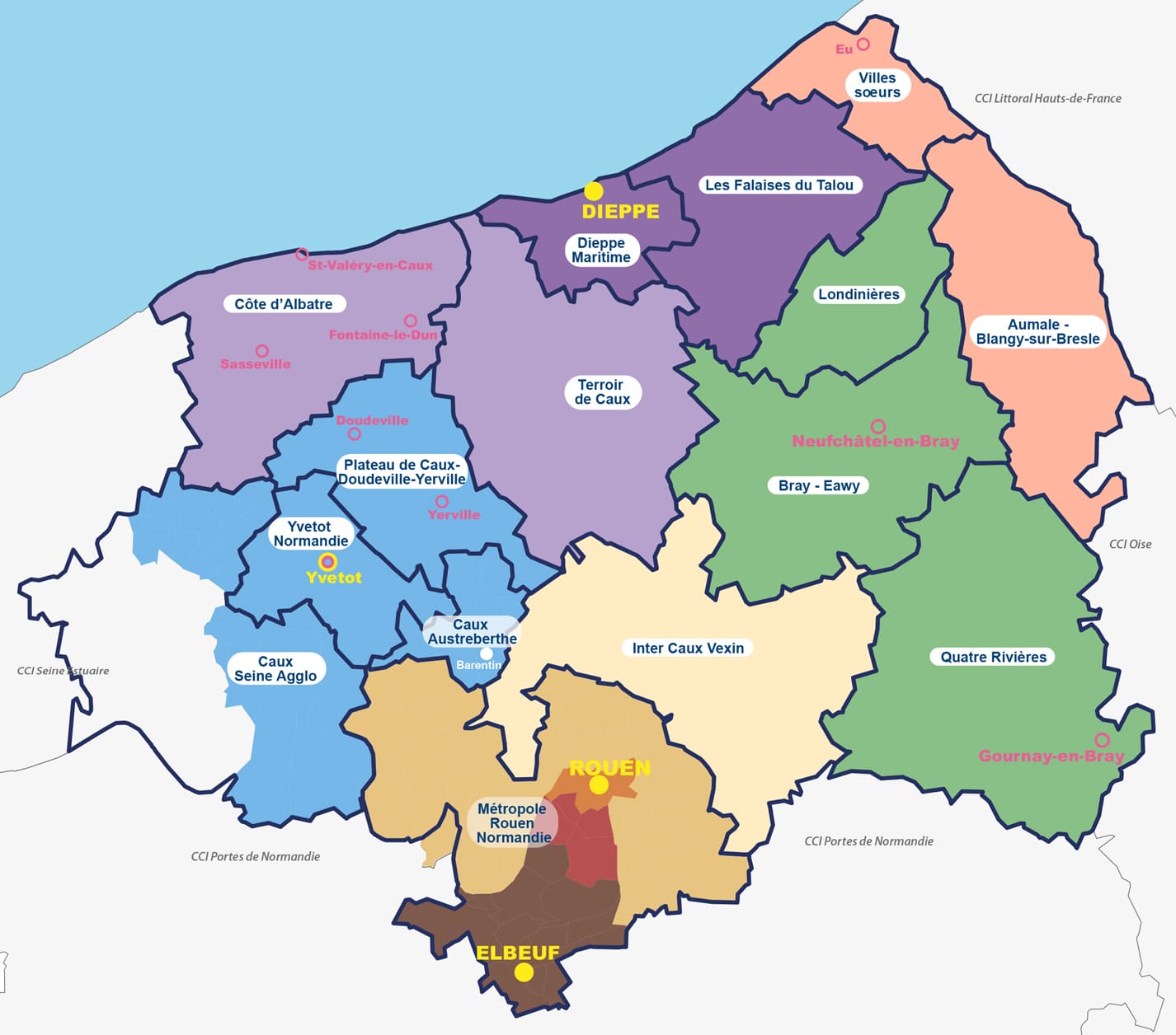 Carte territoire CCI Rouen Métropole